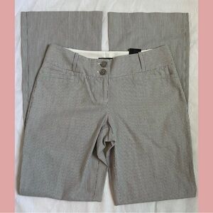 the limited black and white striped classic flared pants.